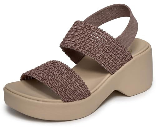 Skechers Sandali da donna Cali Day con zeppa, Marrone, 40 EU