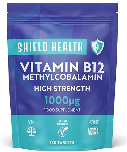 Vitamin B12 Tablets - 1000mcg -180 High Strength Methylcobalamin Tablets - Vegan B12 Supplement - Reduction of Tiredness and Fatigue - Easy to Swallow - Made in The UK