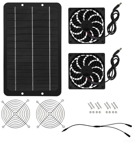 Ventilateur de refroidissement à énergie solaire 40 W pour serres, niches pour animaux de compagnie et camping-cars avec installation facile
