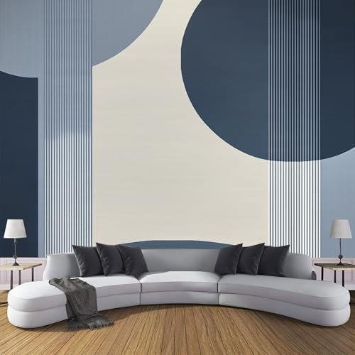 MIATCENRT Rayas Círculos Papel Tapiz Fotográfico, Papel Pintado Pared Dormitorio, 250Anx175Al Cm Papel Tapiz 3D, Papel Decorativo Pared, Papel Pintado Tela De Seda, Antiestático,