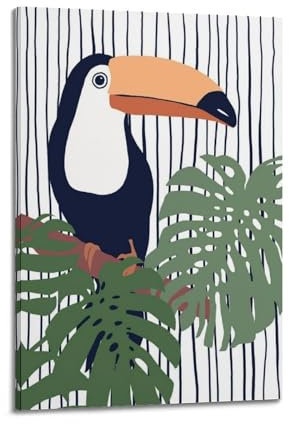 VBHEJRNE Póster decorativo de tucán, pintura decorativa en lienzo, pósteres de pared e impresión artística moderna para decoración de dormitorio familiar, 20 x 30 cm