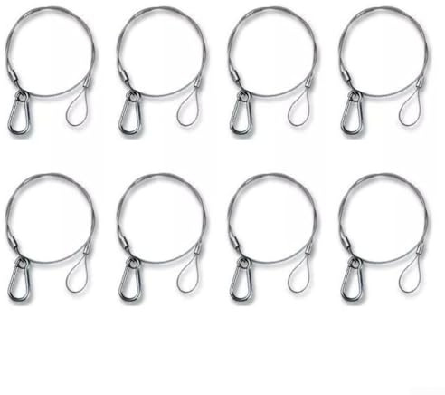 Security Chain Cable, 8PCS Safety Bond Wire Buckle Looped Ends 20KG 700Mm Heavy Duty Stage Lighting DJ Safety Cables With Shackle