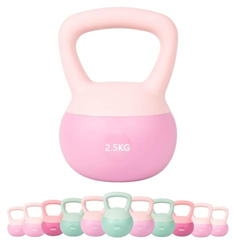 JINPALAY Kettlebell, 2 kg PVC Soft Kettlebell, gefüllt mit feinem Stahlsand, rutschfester breiter Griff, modernes Design, Kettlebell-Gewichte für Muskelübungen zu Hause und im Fitnessstudio
