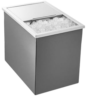 VEVOR Bac à Glace Encastrable 27,1 L 455 x 305 x 385 mm Glacière encastrable en Acier Inoxydable pour l'extérieur avec Couvercle Coulissant, Tuyau d'évacuation Inclus, pour vin et bière Frais