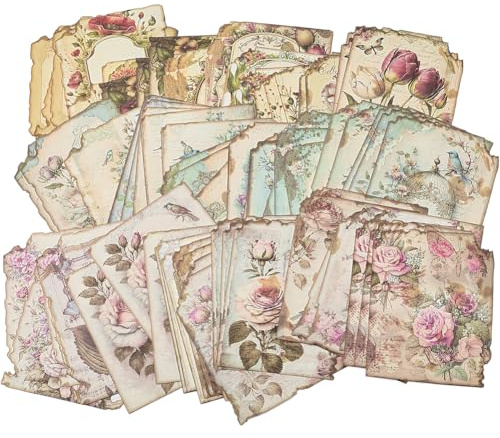 GORGECRAFT 90 Stück 3 Stile Vintage Scrapbooking Papier Blumen Rosen Pflanzen Vögel Ästhetisches Dekoratives Decoupage Papier Kunst Bastelbedarf Für Junk Journal Planer Kartenherstellung Foto Dekor