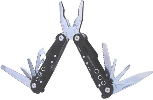 SikuroTech Pinza Multiuso LimitLess in Acciaio Inox, Multitool con Impugnatura Composita, Forbici, Seghetti, Cacciaviti e Custodia in Nylon, Utensile Multifunzione Portatile