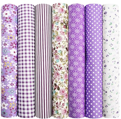 Aucuu 7 st feta kvarter tygpaket, 50 cm x 50 cm tygpaket, quiltning bomull, bunt quiltning hantverk FA-BRIC, förskuren påsk och vårbomull FA-BRIC för gör-det-själv-hantverk, sömnad, lapptäcke