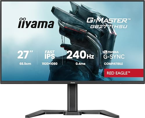 iiyama G-Master Red Eagle GB2771HSU-B1 Full-HD Fast IPS Gaming-Monitor | 68,6cm, 27, 240Hz, 0.4ms, HDMI, DP, USB3.2, USB-C, Lautsprecher, G-SYNC, HDR10, Black Tuner, Höhenverstellung, VESA, schwarz