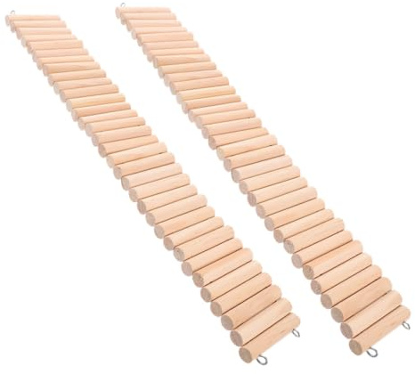 NUOBESTY 2 pièces Échelle Bois pour Rongeurs Pont Suspendu Sécurisé Escalade Naturel pour Hamsters Chinchillas et Petits Animaux Accessoires Enrichissement pour Cage