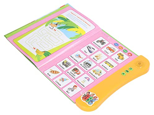 TARSHYRY Libro Sonoro Interattivo per Bambini Impara lo Spagnolo con Animali, Frutta e numeri. Giocattolo Educativo per Neonati e Bambini in età Prescolare (ORANGE)