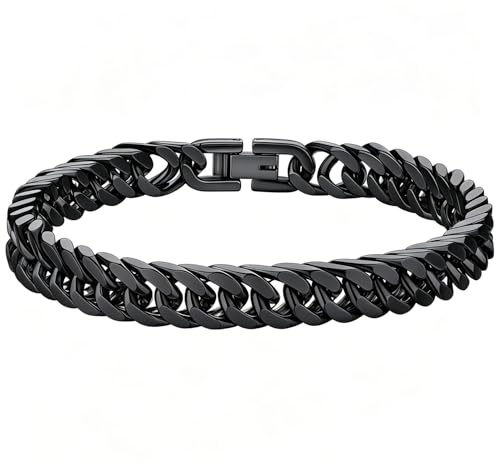 TIHNY Pulsera de Cadena de Eslabones Cubanos para Hombre, Acero Inoxidable de 8mm, Longitud 18/21cm, Joyería de Muñeca Pulida