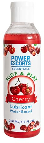 Power Escorts Slide & Play Gleitgel auf Wasserbasis – Kirsch-Geschmack, 200 ml