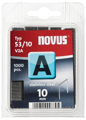 Novus A 53 Feindrahtklammern 10 mm, aus Edelstahl, 1000 Tacker-Klammern vom Typ 53/10, für dauerhaften Außeneinsatz