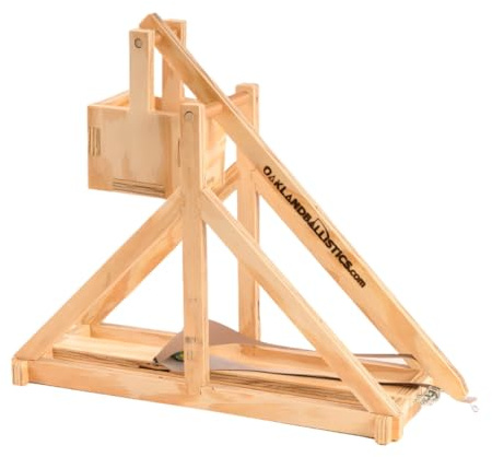 Wood Trebuchet kit for 12 and up, Fully Adjustable, launches 30+ ft. Made in America, Updated Design for 2025