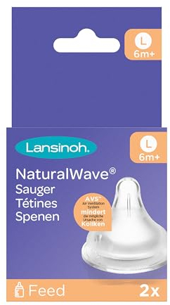Lansinoh NaturalWave Sauger, Gr. L - schneller Milchfluss - ab dem 6. Monat, 2 Stück