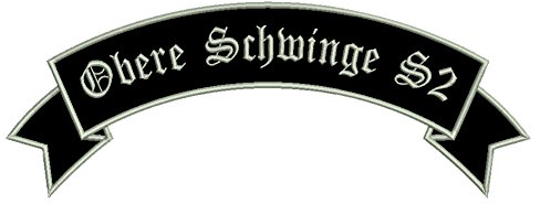 Aufnäher obere Schwinge S2 mit Wunschtext (35 x 12.6cm) - personalisiert