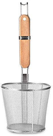 TENTA KITCHEN Miracle Noodle Angel Hair Pasta Nudel Blanchierkorb, Barilla Thin Spaghetti Pasta Tiefsieb Skimmer mit Holzgriff (1, S)
