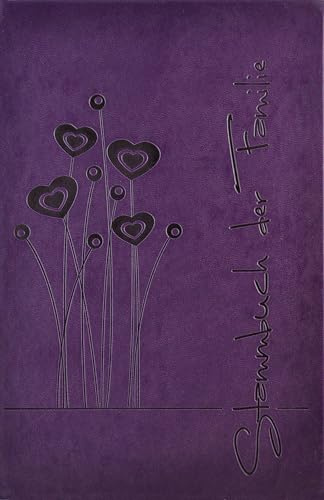 Stammbuch Hochzeit SYCHELLEN, Familienbuch aus Kunstleder in lila, Familienstammbuch mit Stammbaum Vorlage zum Ausfüllen, Stammbuch der Familie im Format 14 x 21 cm