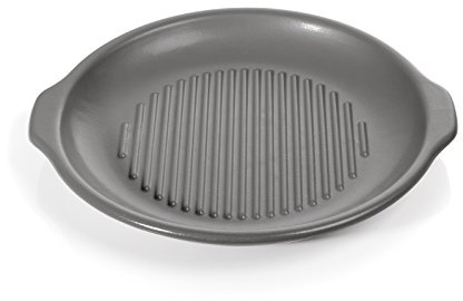 TOPGRES Bistecchiera da Barbecue BBQ Rotonda in GRES Antracite 37.5 Ø35 H 4.5 cm