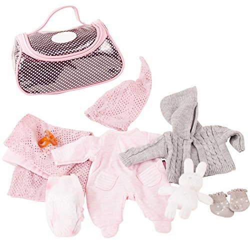 Götz 3402832 Großes Babyset Cosy Rabbit Gr. S - 10-teiliges Bekleidungs- und Zubehörset für Babypuppen mit Einer Größe von 30-33 cm