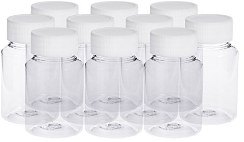 rosenice 10 Pack Clear Pet Container Bottles 80Ml Tablet Storage Holder Dispenser with Screw Lids Reusable Medicine Organiser for Capsules Liquid Food Herbs Home and Lab Use
