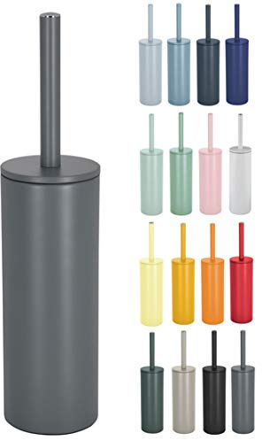 Spirella WC Bürste Klobürste Toilettenbürste „Akira“ mit hygienischem Behälter matt grau, Edelstahl, Gris Mat, 40 x 9.5 x 9.5 cm