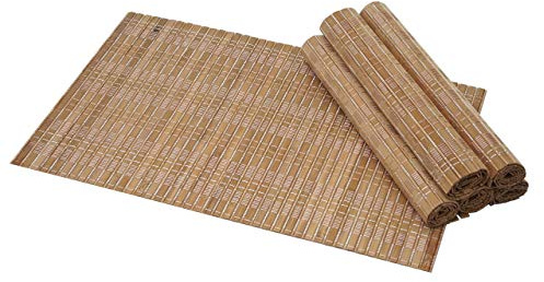 6-teiliges Tischset HWC-C13, Platzdeckchen Tischmatte Platzset, Bambus abwaschbar 45x30cm - Dunkelbraun | Platzdeckchen, Tischmatte, Platzset