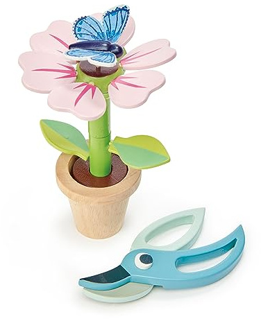 Tender Leaf Toys - Blossom Flowerpot Set - Indoor Garden Pretend Play Wooden Toy with Removable Leaves and Petals - Educational, Creative and Basic Life Learning Skills Fun for Children 3+