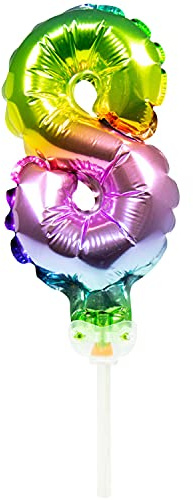 Folat 63068 Folienballon Tortendeko Regenbogen Zahl 8-13cm
