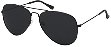 La Optica B.L.M. Sonnenbrille Herren Damen UV400 Retro Pilotenbrille Fliegerbrille 70er Jahre Groß - Schwarz (Gläser: Grau Polarisiert)