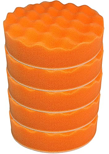 Craft-Equip Basic 5er Pack 150mm Polierschwamm orange gewaffelt Polierpad Auto