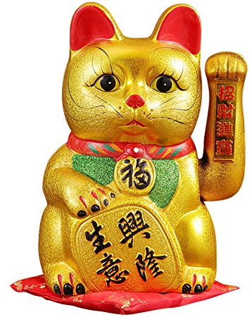 XIZHI Luck Cat-Waving Arm Cat 7 Inches Gold Business is Booming Lucky Cat Opening Gifts,Chinese Feng Shui Deoration Cat for Home Office for Home Office