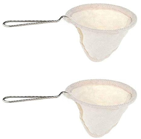 Juliyeh 2Pcs 4-inchi Stainless Steel Handle Cloth Sock Reusable Coffee Tea Strainer Filter for Home Office Handmade Cafe Use