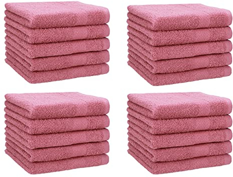 Betz Lot de 20 Serviettes d'invités Premium Taille 30x50 cm 100% Coton Couleur Vieux Rose