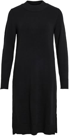 Vila Vestido Midi Mujer Manga Larga Cuello Redondo, Negro, XL