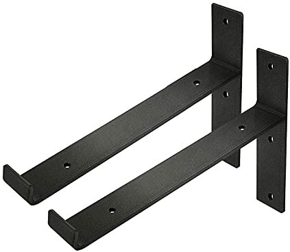 DLLY Regalhalterung Schwarz Industriell, 25 cm Schwere Schwebende Regalträger, 2X Metallregalhalterungen Mit Lippe, Wandmontierte Regalhalterungen Mit Schrauben,20cm/7.9in
