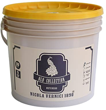 Idropittura Lavabile, Linea Old Collection, Ecologica e Traspirante, Elevata Opacità, Made in Italy, a Base di Acqua, Colore Bianco - Formato 5 lt