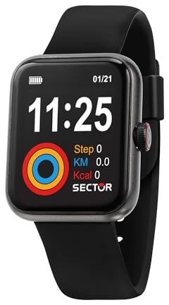 Sector Wristwatch Smartwatches Fashion da uomo mid-34319, Nero, 36.5MM, striscia