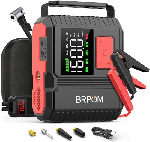 Car Jump Starter with Air Compressor, 9000A Peak 26800mah (Up to All Gas or 12.0L Diesel Engine, 50 Times) Portable160PSI Jump Starter 12V Auto Battery Jump Pack Quick Charge