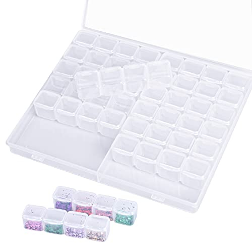 56 Griglie Scatole di Immagazzinaggio,Contenitore Perline Plastica Trasparente, Scatola Stoccaggio Contenitore Removibile Diamante Ricamo,Scatola Organizer Box per Stoccaggio Gioielli Ricamo Anello