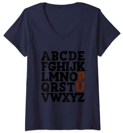 Womens ABC's PU Pee-Yew Funny Alphabet Pun Stinky Student Teacher V-Neck T-Shirt