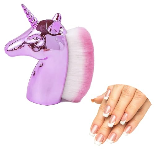 Sasha Square Makeup Brush, Pink (Unicorn Design): Nail Art, Powder Foundation, Blush, Contour, Manicure, Finger Nail Brush, Toe Pedicure Brush, Soft Bristles, Wand, Ideal for All Skin Types
