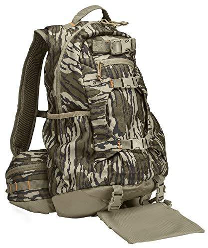North Mountain Gear Camouflage Hunting Backpack Waterproof Bow and Rifle Compatible Hunting Bag (Mossy Oak Bottomland)