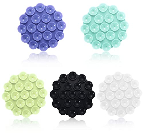 AIEX 5pcs Silicone Suction Cup Mounts, Multipurpose Phone Holder for Car, Mini Suction Cup Mat, Self-Adhesive Support for Mobile Phones (5 colors)