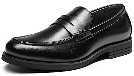 Bruno Marc Herrers Penny Loafers Slip-on Läder Affärsformella Klädskor, Svart, 13