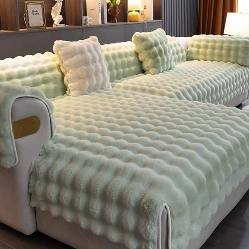 2024 Neue Samt Sofabezug 3 2 1 4 Sitzer Sofaüberwurf Rutschfest Sofaschoner L Form Sofa Überzug Ecksofa U Form,Universal Couchbezug Pets Dog Sofaschutz Sitzbezug ( Color : Green , Size : 110x180cm )