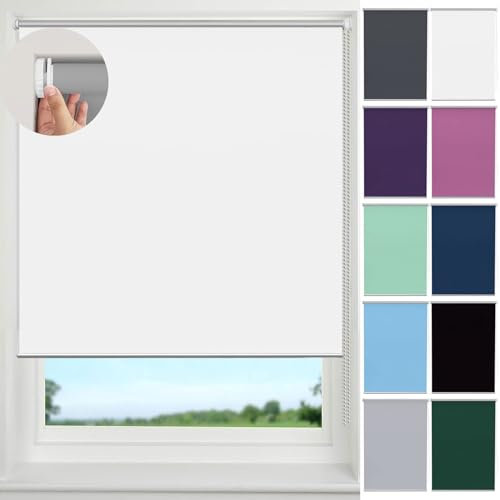 Klemmfix Rollos für Fenster 50 x 240 cm, Hitzeschutz und Sichtschutz, Klemmfix Rollo Seitenzugrollo, inkl Montagematerial für Fenster und Türen, Weiß