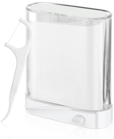 Amabro Dental Floss Dispenser, 88Pcs Floss Pick Holder Automatic Floss Pick Boxes Reusable Flosser Organiser Case Clean Flossers Toothpicks Replacement Teeth Cleaning