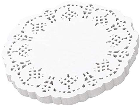 Oikabio Spitzendeckchen, Papier, 11,4 cm, dekorativ, rund, für Kuchen, Desserts, gebackene Leckereien, Geschirr, 100 Stück