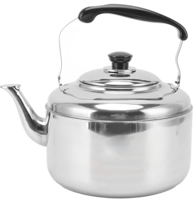 Teekessel Aus Edelstahl, 5.5l Camping Wasserkessel Pfeifende Teekanne Geeignet Für Gasherde Und Induktionskochfelder
